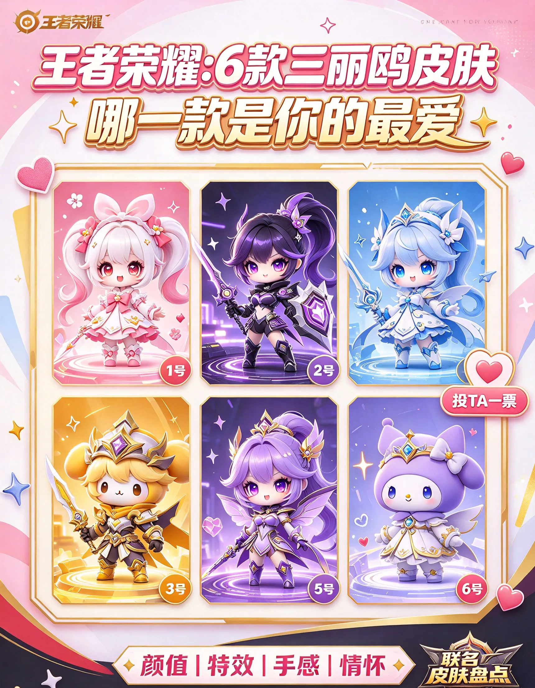 王者荣耀×三丽鸥6款联动皮肤盘点:从48碎片白嫖到800元无双,哪款是你的最爱?(图1) 王者荣耀×三丽鸥6款联动皮肤盘点:从48碎片白嫖到800元无双,哪款是你的最爱?(图1)